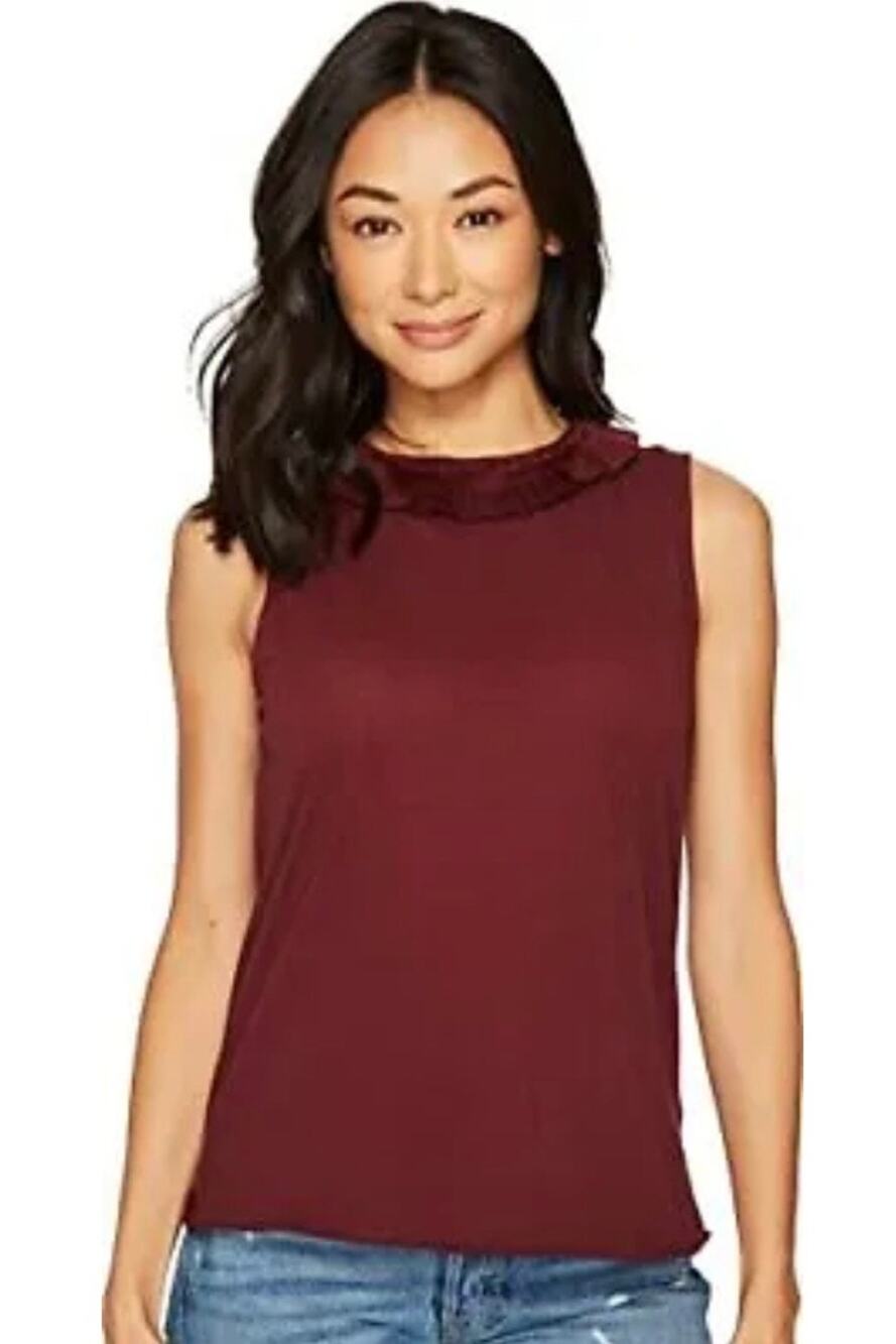 AG Adriano Goldschmidt FAE Ruffle Tank Too Deep Currant XS NWT